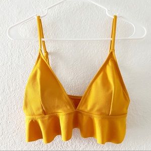Cupshe | Yellow Triangle Ruffle Swim Bikini Top